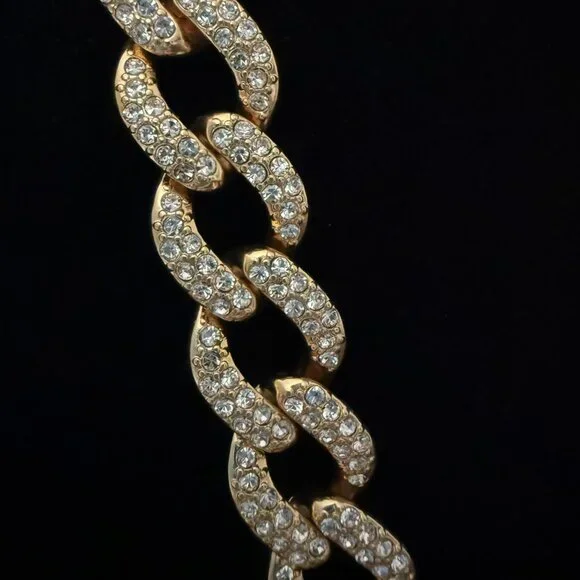NWOT J. Crew Havana Jones Iced Crystal Gold-Tone Chunky Curb Chain Link Necklace - Picture 3 of 13